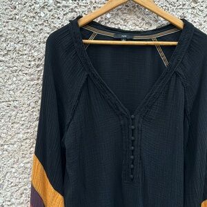 Fate Brand Dramatic Color Block Puffed Sleeve Top